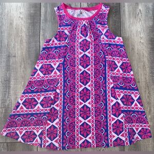 Tea Collection Pink Purple Floral Trapeze Swing Tank Top Dress Size 6